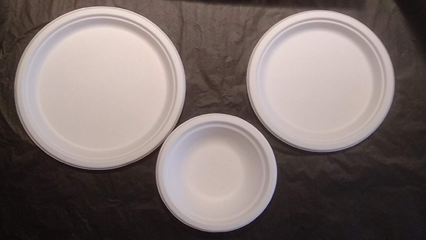Кръгла биоразградима бяла чиния  в 3 измерения 