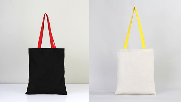  Cotton bags made of natural cotton with different colored handles