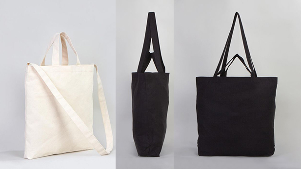  Cotton bags with double handles and pleats