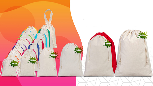  Памучни чанти - торбички с връзки и панделки