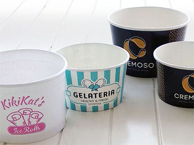 Cardboard ice cream cups & baskets