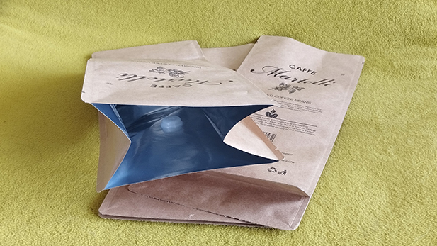  Kraft branded flat bottom bags with valve