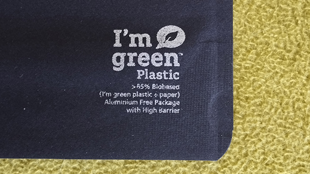 Black kraft doypack bags, i'm green, with 65% organic material