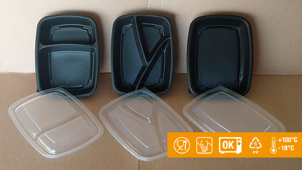Durable PP hot food containers suitable for microwave ovens