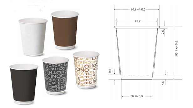 код: 105dw, картонени налични двустенни чаши за кафе 8-9 oz