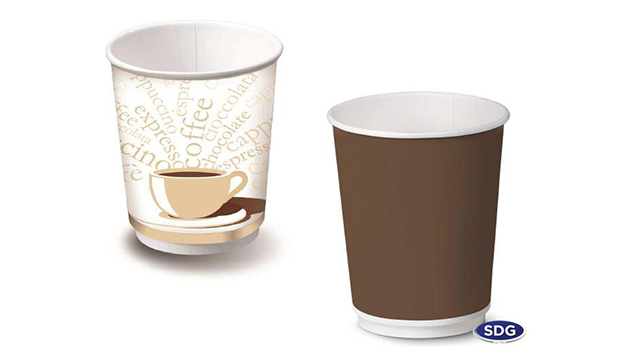Available double wall paper cups, 8-9, 12-14 and 16 oz