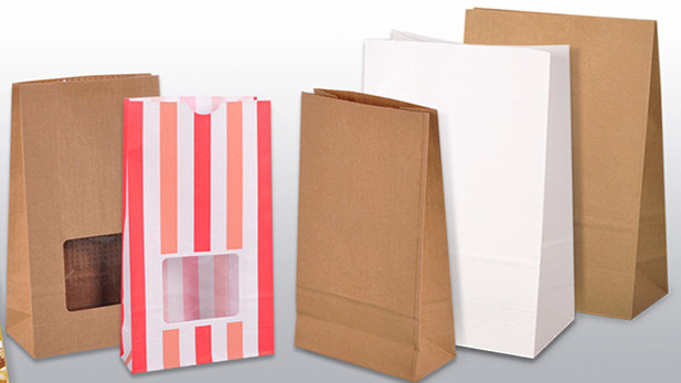 Brown and White Kraft Grocery Paper Pouches