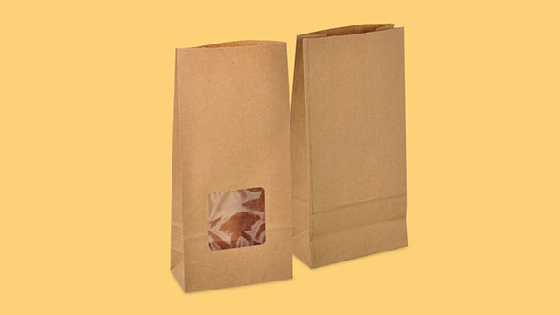 White Window Kraft Paper Pouches with gussets