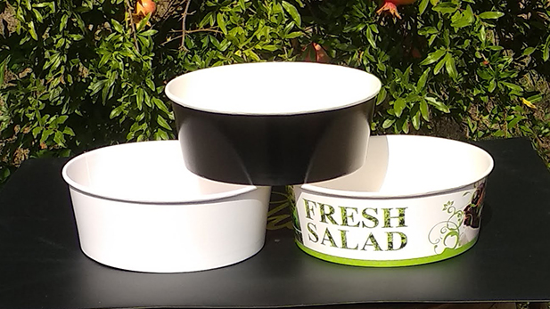 Paper kraft salad bowls with transparent PET lids