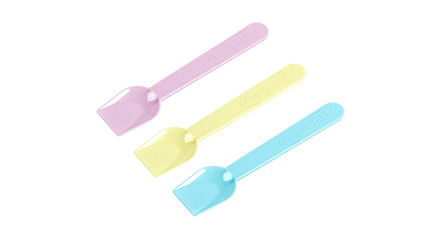 Biodegradable ice cream spoons 10 cm of three colors in the same box