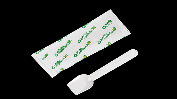 Biodegradable white or transparent ice cream spoons 10 cm individually packaged