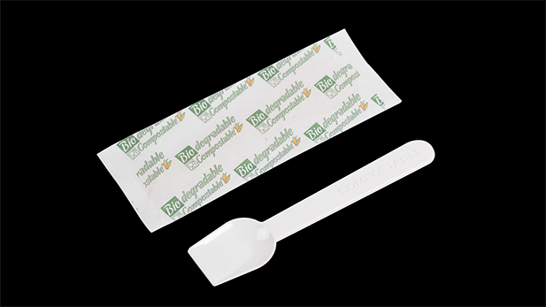 Biodegradable white ice cream spoons 10 cm individually biodegradable packaged