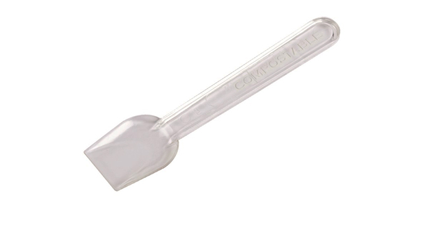 Biodegradable white or transparent ice cream spoons 10 cm 