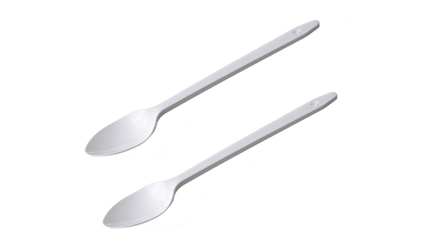 Biodegradable white ice cream spoons 15 cm 