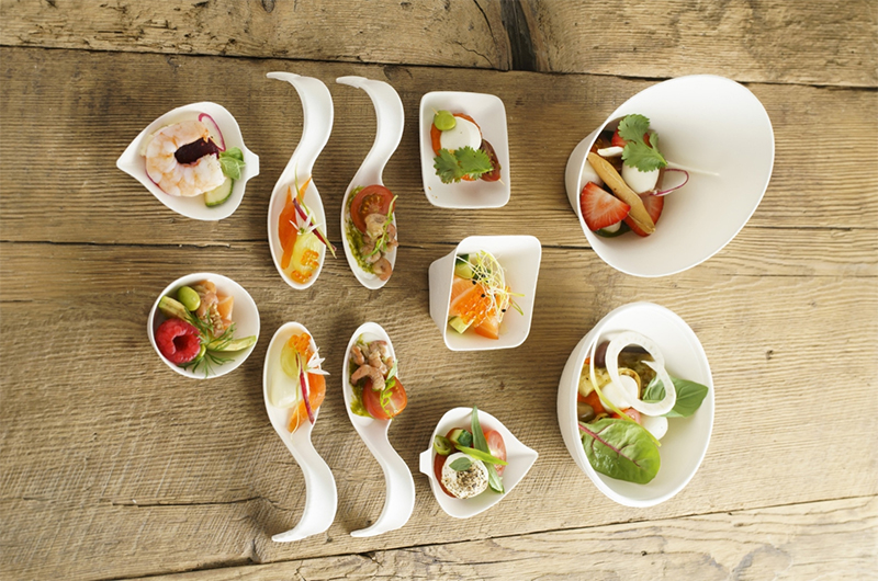 Биоразградими съдове и мини чинии за предястия - бюфет