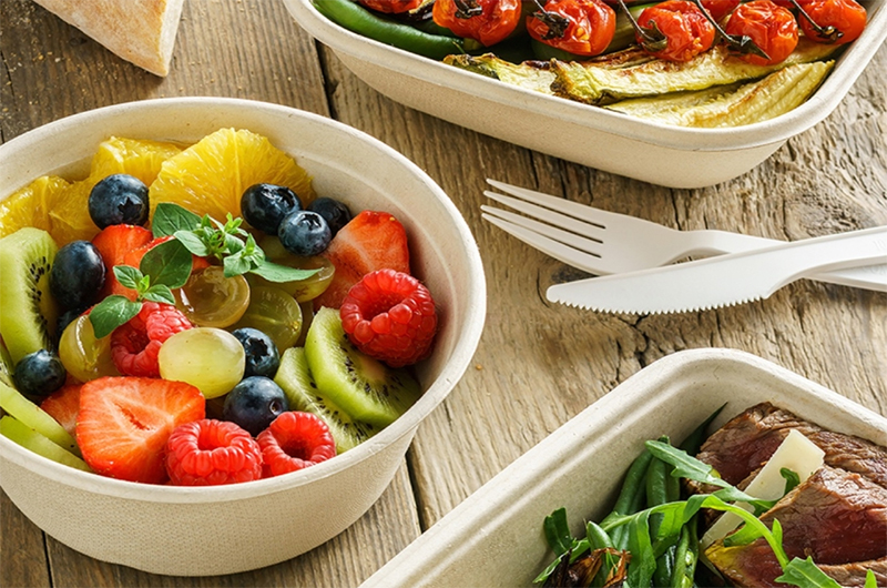 Round biodegradable food bowls