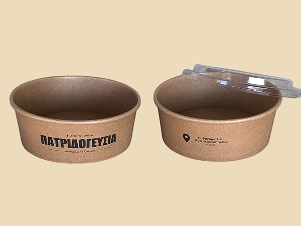 Cardboard round kraft salad branded bowls