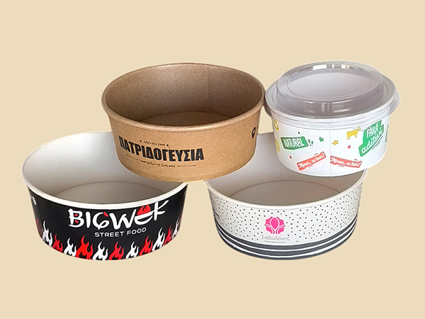 Cardboard round salad branded bowls