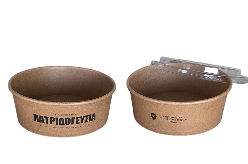 Classic kraft round salad bowls