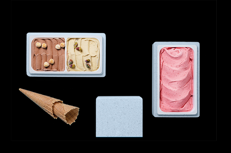 Recyclable ice cream transport and storage containers