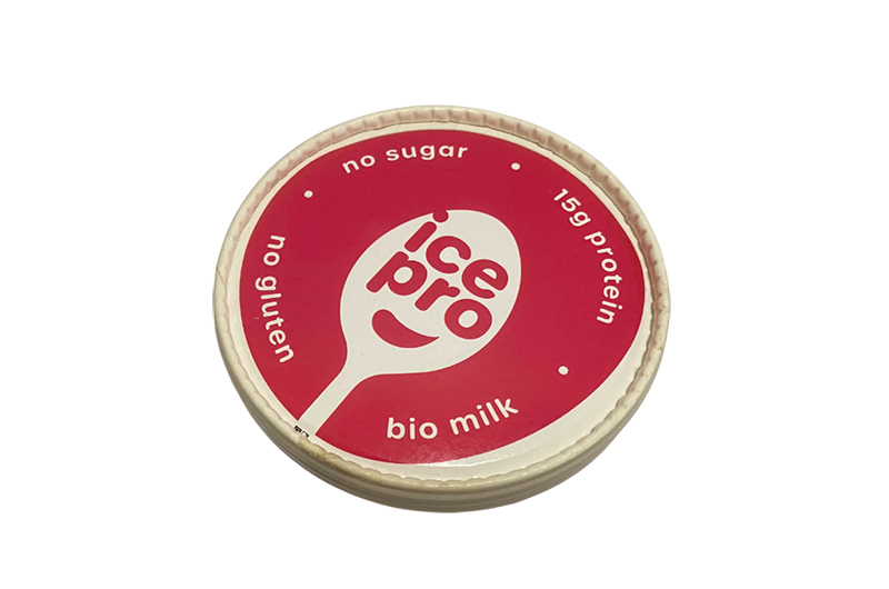 Printing on paper snap-on lids for ice cream cups