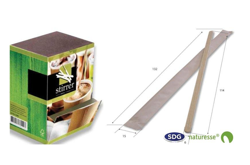Wooden stirrers, wooden stickers and consumables