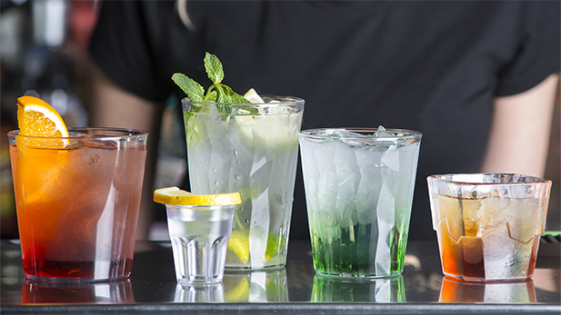 Recyclable multi-purpose glasses for beach bar, pool bar, events