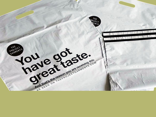 E-commerce bags with two adhesive tapes or document holder