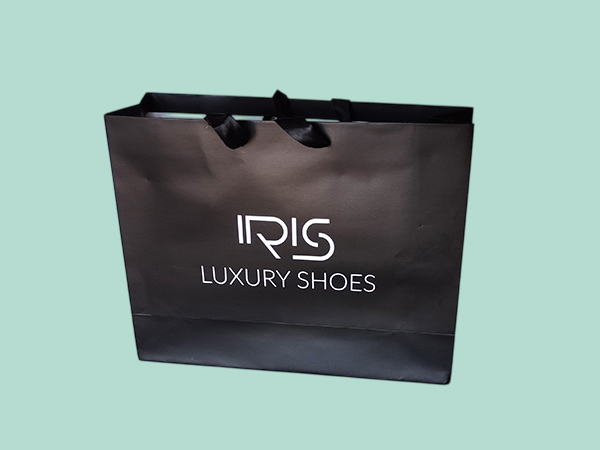 Luxury branded paper bags with ribbon handles