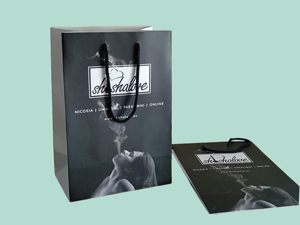 Luxury branded paper bags with satin ribbon handles