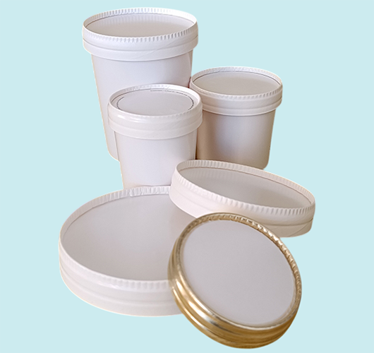 Disposable white ice cream cups & tubes with Snap-On lids
