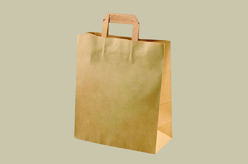 Available kraft shopping bags with twist and flat handles