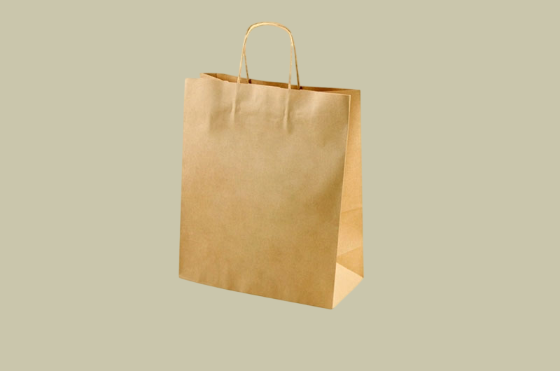 Available kraft shopping bags with twist and flat handles