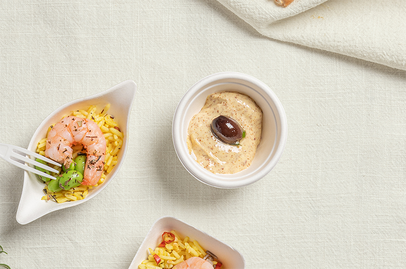 Sugarecane pulp containers for sauce