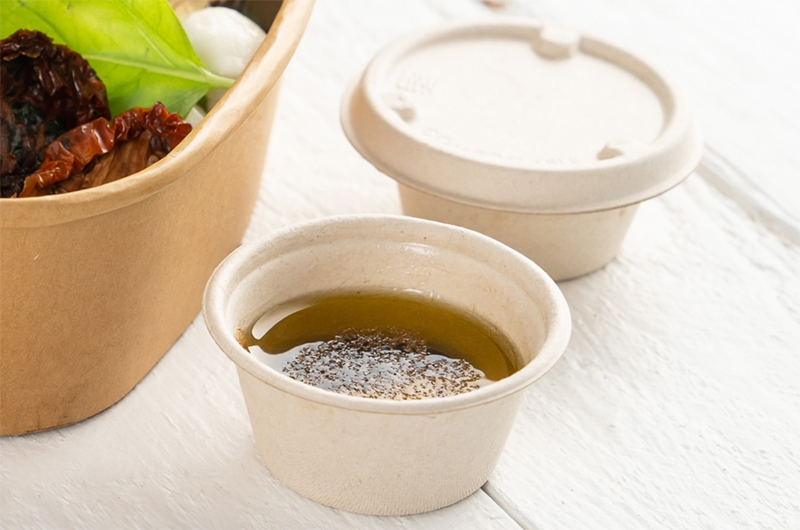 Sugarecane pulp containers for sauce