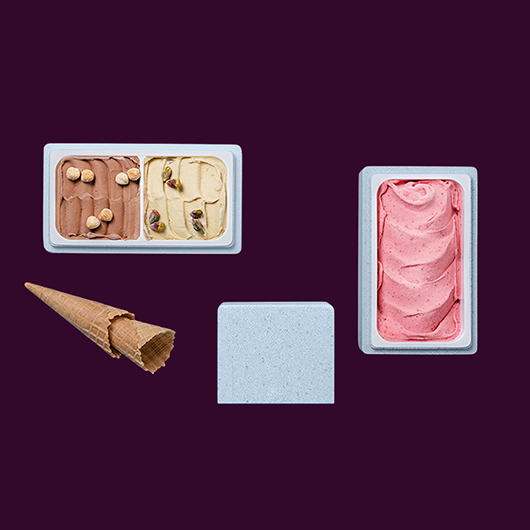 Recyclable ice cream containers IMPILO, one or two compartments