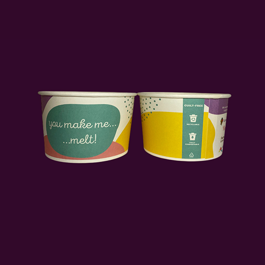 Branded biodegradable ice cream paper cups and tubes
