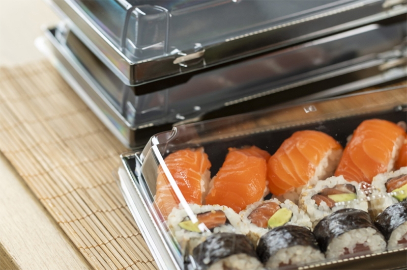 Paper sushi containers with PET DOME lid