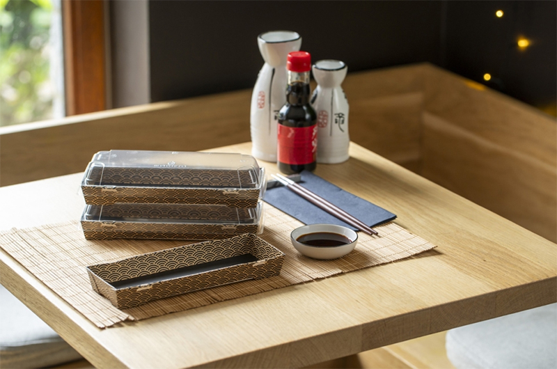 Paper sushi containers with PET DOME lid