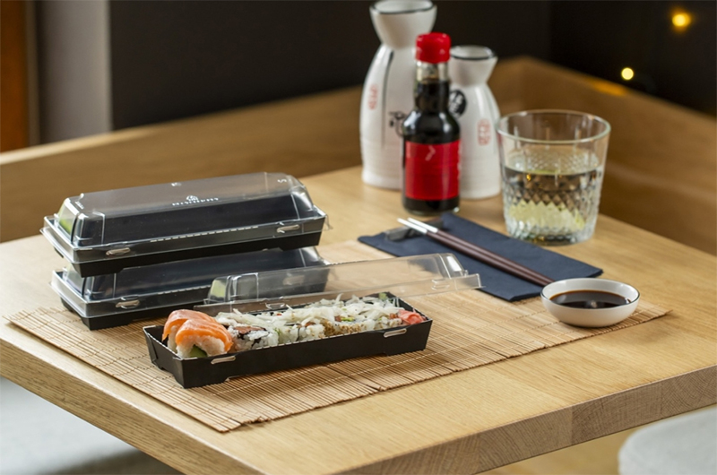 Paper sushi containers with PET DOME lid