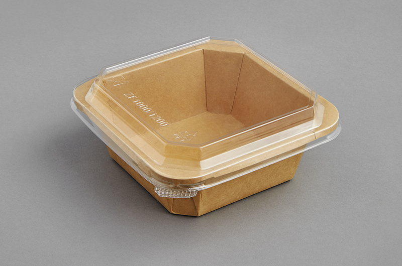 White and kraft paper square boxes for transporting food